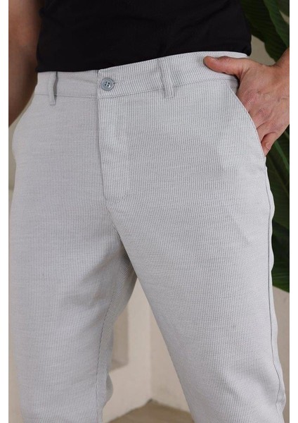 Erkek Casual Slim Fit Cord Desenli Kumaş Pantolon