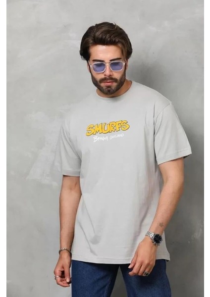 Unisex Basic Bisiklet Yaka Oversize T-Shirt - Gri fiyatları