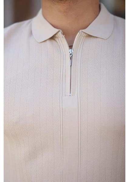 Erkek Yakası Fermuarlı Kısa Kollu T-Shirt modelleri