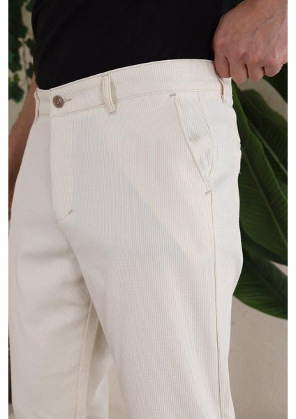 Erkek Casual Slim Fit Cord Desenli Kumaş Pantolon