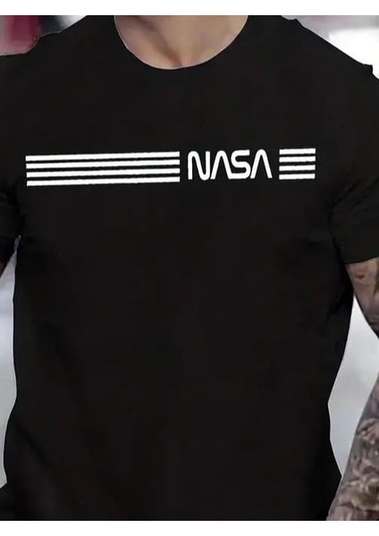 Erkek Kısa Kollu Nasa Baskı Bisiklet Yaka T-Shirt fiyatları
