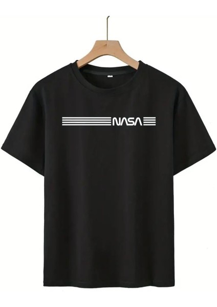Erkek Kısa Kollu Nasa Baskı Bisiklet Yaka T-Shirt indirimleri