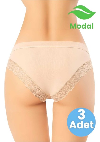 Kadın 3'lü Modal Kumaş Dantel Detaylı Bikini Külot indirimleri