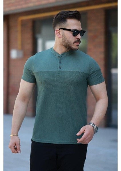 Erkek Hakim Yakalı Kısa Kollu Pamuklu T-Shirt