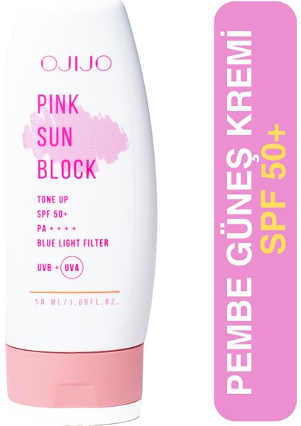Ojijo Aydınlatıcı ve Ton Eşitleyici Pembe Güneş Koruyucu Krem SPF50++++ 50 ml Tone Up Sun Block