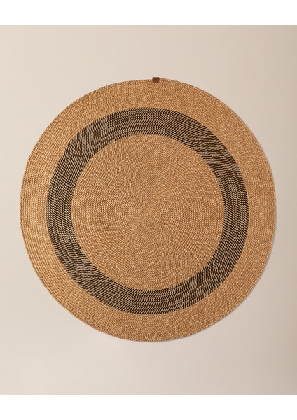 Alsace Yuvarlak Kilim - Naturel/siyah - 120 cm