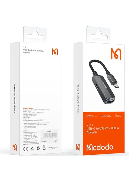 CA-2830 2'si 1 Arada Otg Usb-C - Usb-C+Usb-A3.0 Dönüştürücü