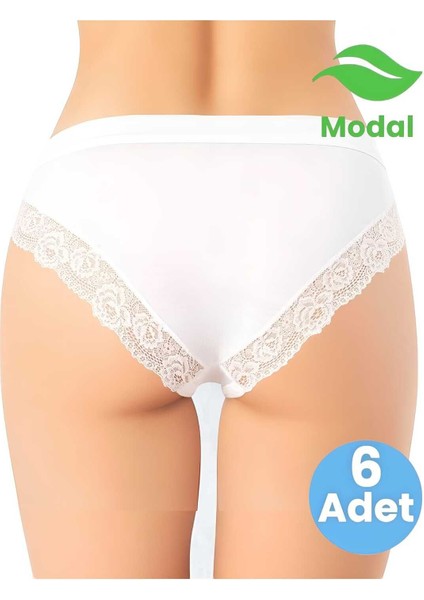 Kadın 6'lı Modal Kumaş Dantel Detaylı Bikini Külot modelleri