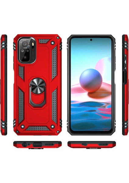 Xiaomi Redmi Note 10S Kılıf Çift Katmanlı Polikarbon Koruma ve Manyetik Tutucu Stand Yüzük fiyatları