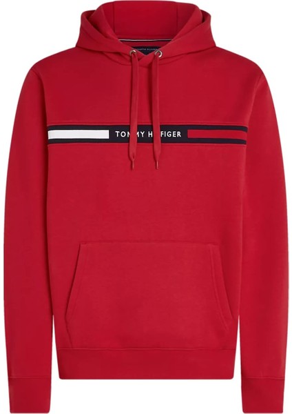 Erkek Th Chest Logo Drawstring Sweatshirt - Kırmızı