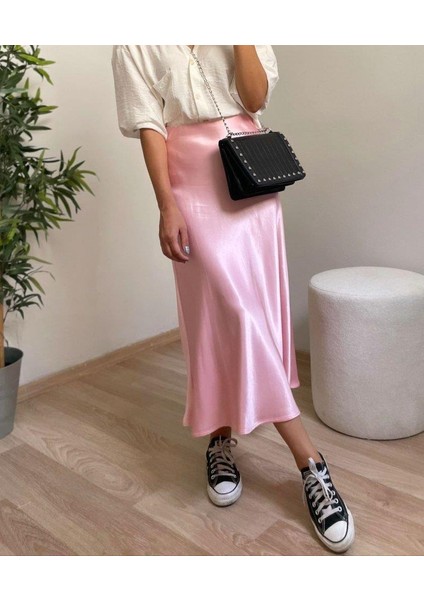 15806 Saten Etek - Pembe