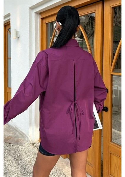 Süzine Cepli Arkası Yırtmaçlı Oversize Gömlek 3420