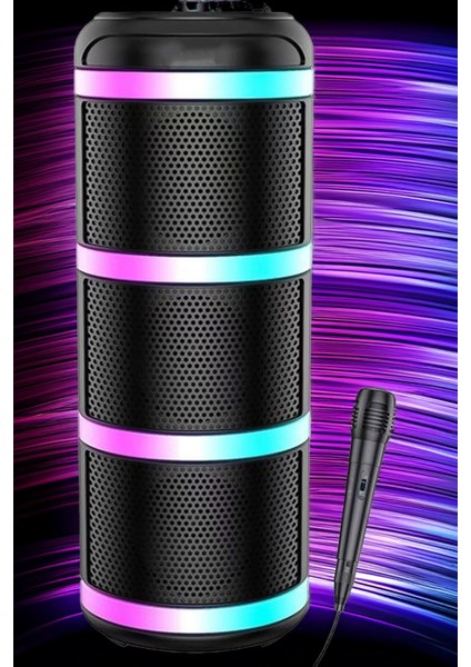 Mikrofonlu Karaoke Seti Yüksek Ses Kalitesi Speaker Dekor Parti Kına Doğum Günü Speaker Bt 5.0 Aux