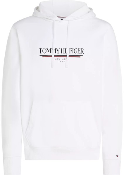 Erkek Brand Love Hilfiger Hoodie Sweatshirt - Beyaz