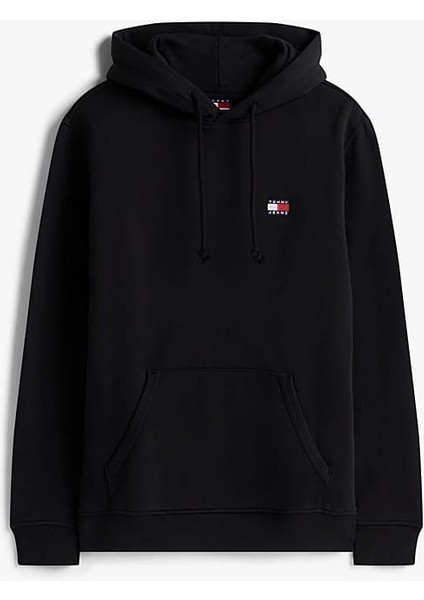 Erkek Reg Badge Kapüşonlu Sweatshirt - Siyah