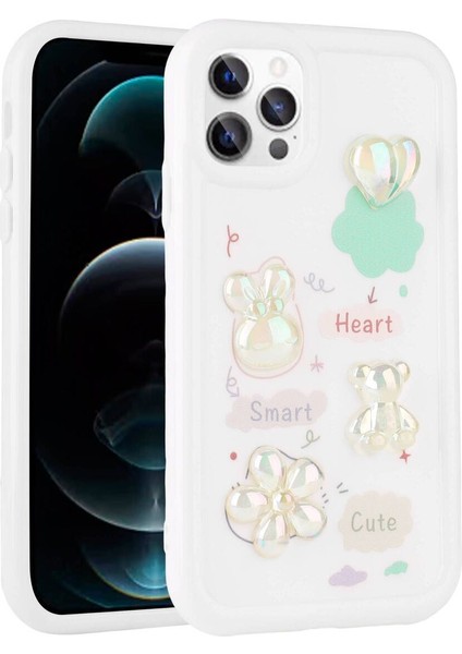 Apple iPhone 13 Pro Max Kılıf Ayılı Kalpli Kelebekli Figürlü Toysras Silikon Kapak