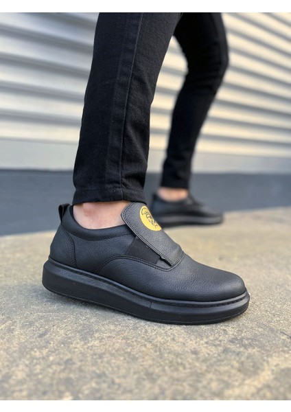 JY161 Hippo Bağcıksız Cilt Erkek Günlük Sneaker Ayakkabı Cst - Siyah
