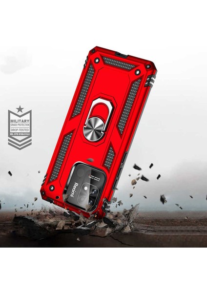 Xiaomi Poco C40 Kılıf Çift Katmanlı Polikarbon Koruma ve Manyetik Tutucu Stand Yüzük