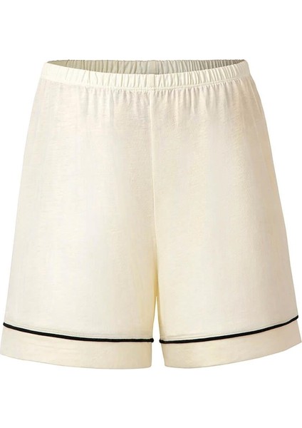 Bambu Şortlu Pijama Takımı / Krem