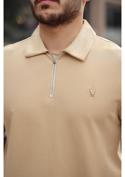 Bej Nefti Kiremit Basic Fermuar Detaylı Üçlü Paket Polo Yaka Kısa Kollu Tişört 2516 indirimleri