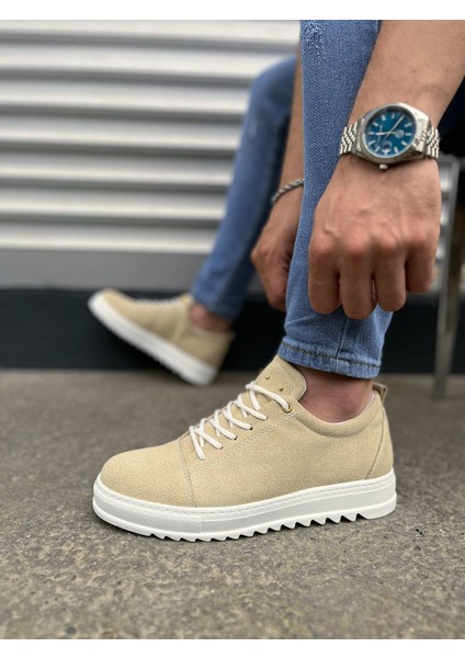 JY152 Cool Bağcıklı Süet Erkek Günlük Spor Klasik Ayakkabı Sbt - Krem