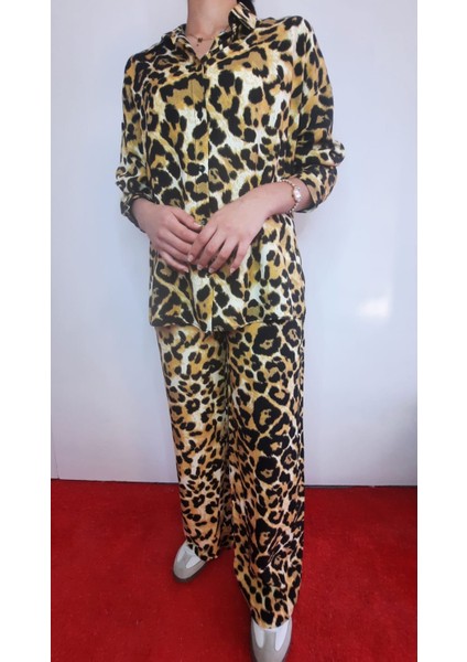 Leopar Desenli Pantalon Takım