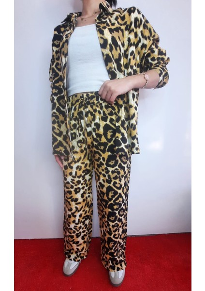 Leopar Desenli Pantalon Takım