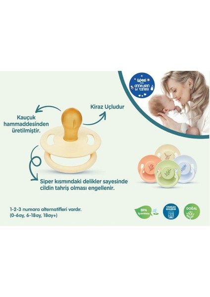 Pure Yuvarlak Uçlu Kauçuk Emzik No:2 Yeşil 6-18 Ay indirimleri