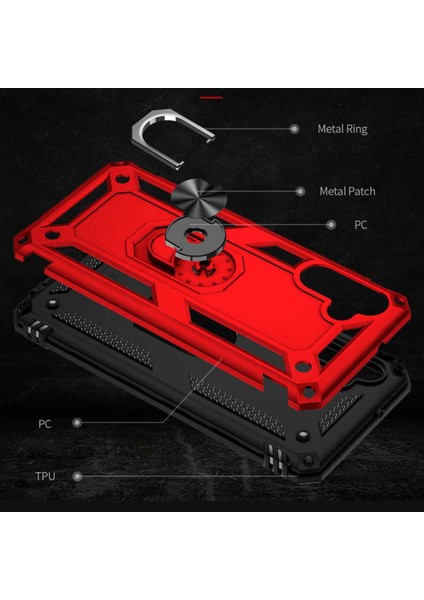 Samsung Galaxy A04S Kılıf Çift Katmanlı Polikarbon Koruma ve Manyetik Tutucu Stand Yüzük modelleri