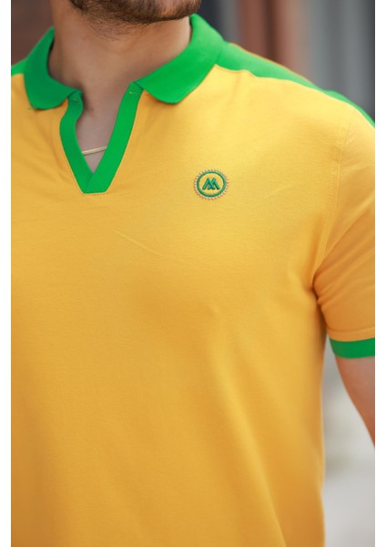 Hardal Nakışlı V Polo Yaka Kısa Kollu TIŞÖRT-2524 modelleri