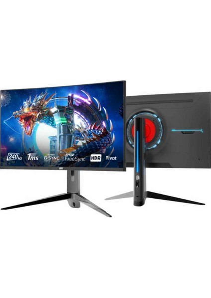 Vısıon V27240 27 Inç 1ms 240hz Dp HDMI Fhd Curved Pivot Hoparlörlü Pro Gaming Monitor
