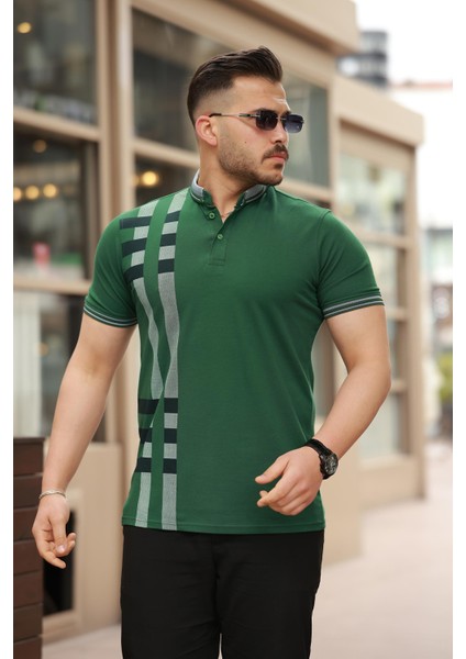 Nefti Baskı Detaylı Polo Yaka Kısa Kollu Tişört -2519 modelleri