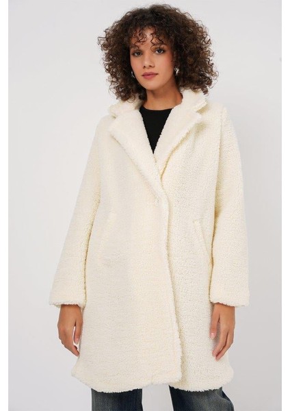 9148 Oversize Peluş Kaban - Ekru