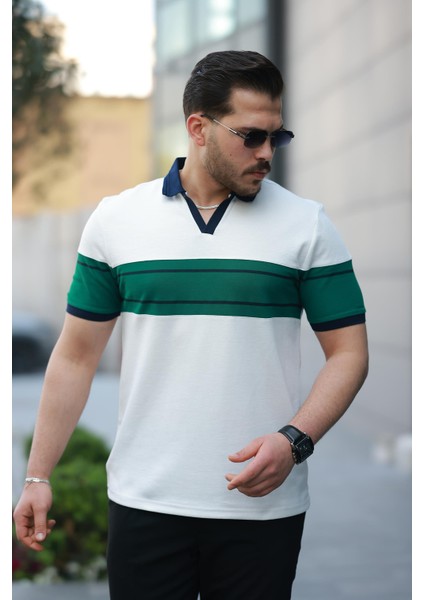Beyaz Nefti Iki Renk Polo Yaka Kısa Kollu TIŞÖRT-2514 fiyatları