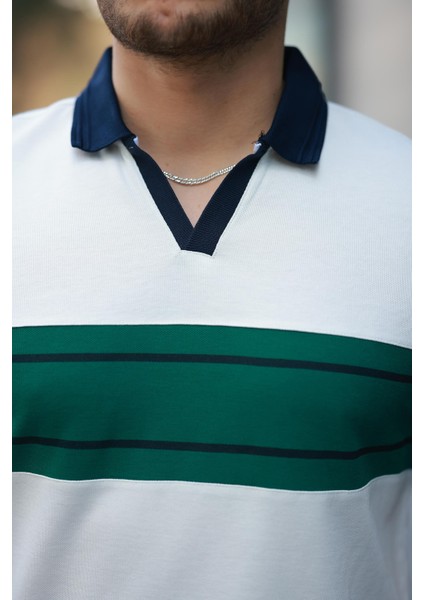 Beyaz Nefti Iki Renk Polo Yaka Kısa Kollu TIŞÖRT-2514 modelleri