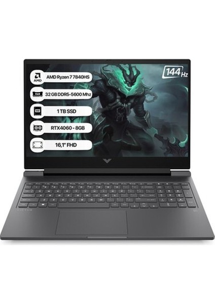 Victus 7Z600EA Amd R7 7840HS 32GB 1tb SSD RTX4060-8GB Freedos 16.1\