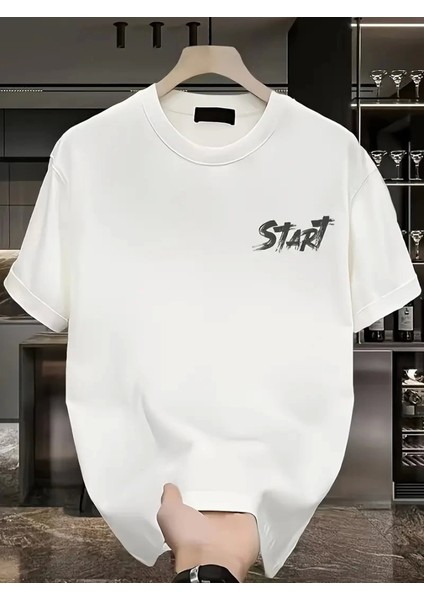 Baskılı Oversize Bisiklet Yaka T-Shirt - Beyaz fiyatları