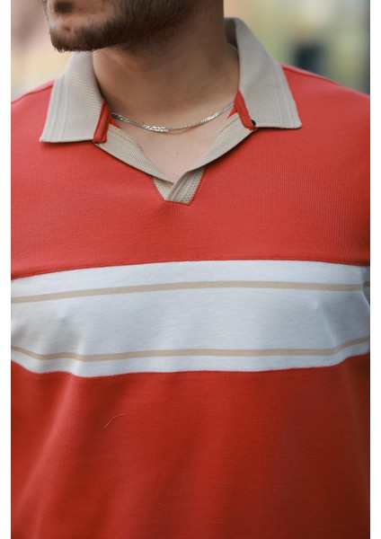 Turuncu Beyaz Iki Renk Polo Yaka Kısa Kollu TIŞÖRT-2514 modelleri