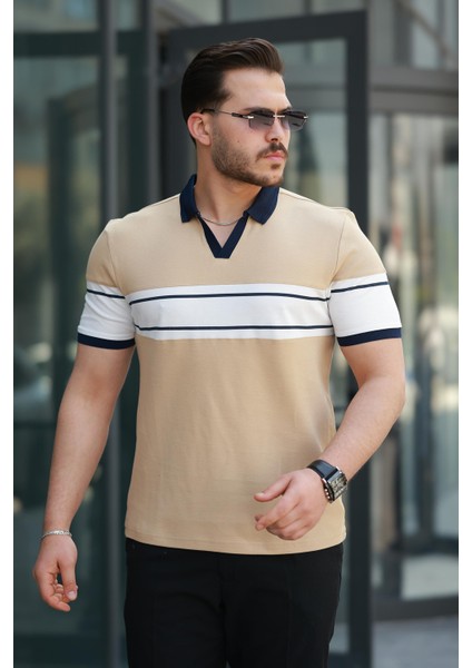 Kamel Beyaz Iki Renk Polo Yaka Kısa Kollu TIŞÖRT-2514 fiyatları