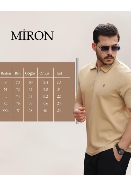 Bej Basic Fermuar Detaylı Polo Yaka Kısa Kollu Tişört 2501 fırsatları