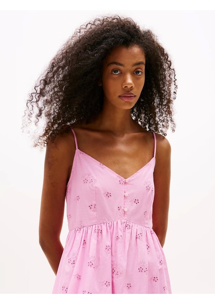 Tjw Broderıe Anglaıse Dress Kadın Pembe Elbise DW0DW21165U06 modelleri