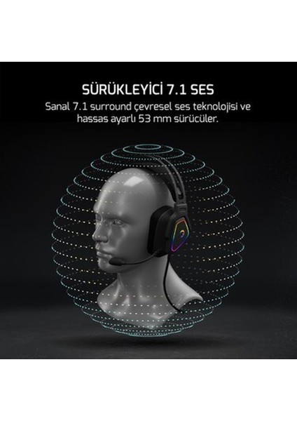 Kyruse Pro 7.1 Surround Hi-Fi Rgb Gaming Titreşimli Kulaklık (Memory Foam)