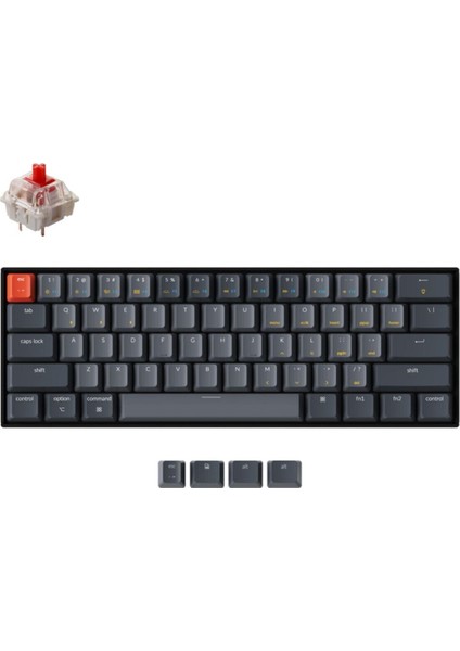 Ürünler K12 % 60 Kablosuz Mekanik Oyuncu Klavyesi-Rgb-Bluetooth 5.1-Gateron Red Switch