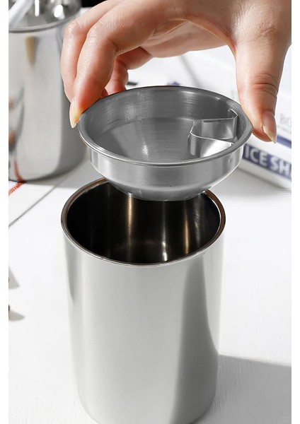 Çelik 10 Cm. Kafe Restaurant Kapaklı Yuvarlak Kül Tablası Küllük CIN899GR