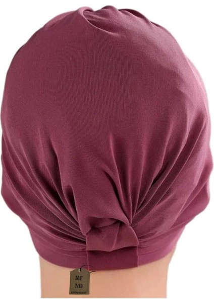Üçbantlı Bone Hijab Tesettür Yarım Bone Şık Hazır Çapraz Türban Dış Bone Leylak Sandy Kumaş