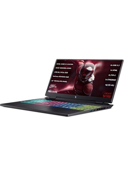 AN16-51-596G NH.QJMEY.005 I5-13420H 16 GB 1 Tb SSD RTX4050 16\" Dos Dizüstü Bilgisayar