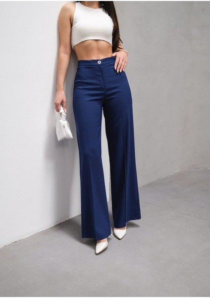 Yüksek Bel Straight Fit Palazzo Pantolon