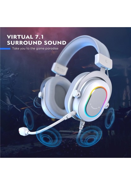 Ampligame H6W Beyaz Mikrofonlu Oyuncu Kulaklığı Bilgisayar ve Yayıncı Kulaklık