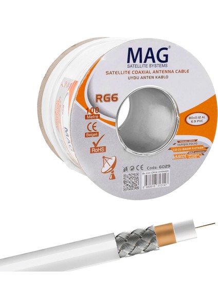 Mag Rg6/u4 Sat1 Bakır Anten Kablosu (100 Metre) (4887)