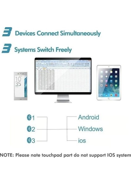 Iclever Hassas Touchpadli Katlanır Bluetooth Klavye Gri